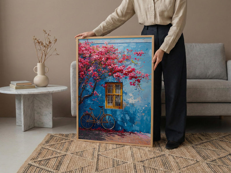 Cape Town Bo-Kaap Street Art Print, Pastel House Travel Poster - Textured Impasto Oil Painting