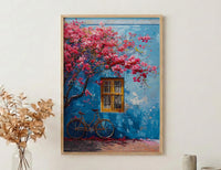 Cape Town Bo-Kaap Street Art Print, Pastel House Travel Poster - Textured Impasto Oil Painting