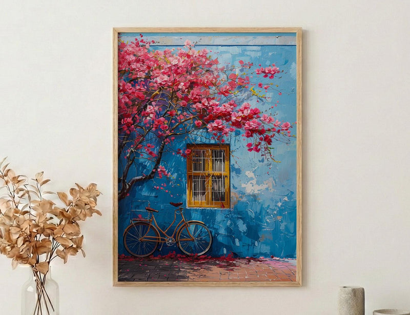 Cape Town Bo-Kaap Street Art Print, Pastel House Travel Poster - Textured Impasto Oil Painting