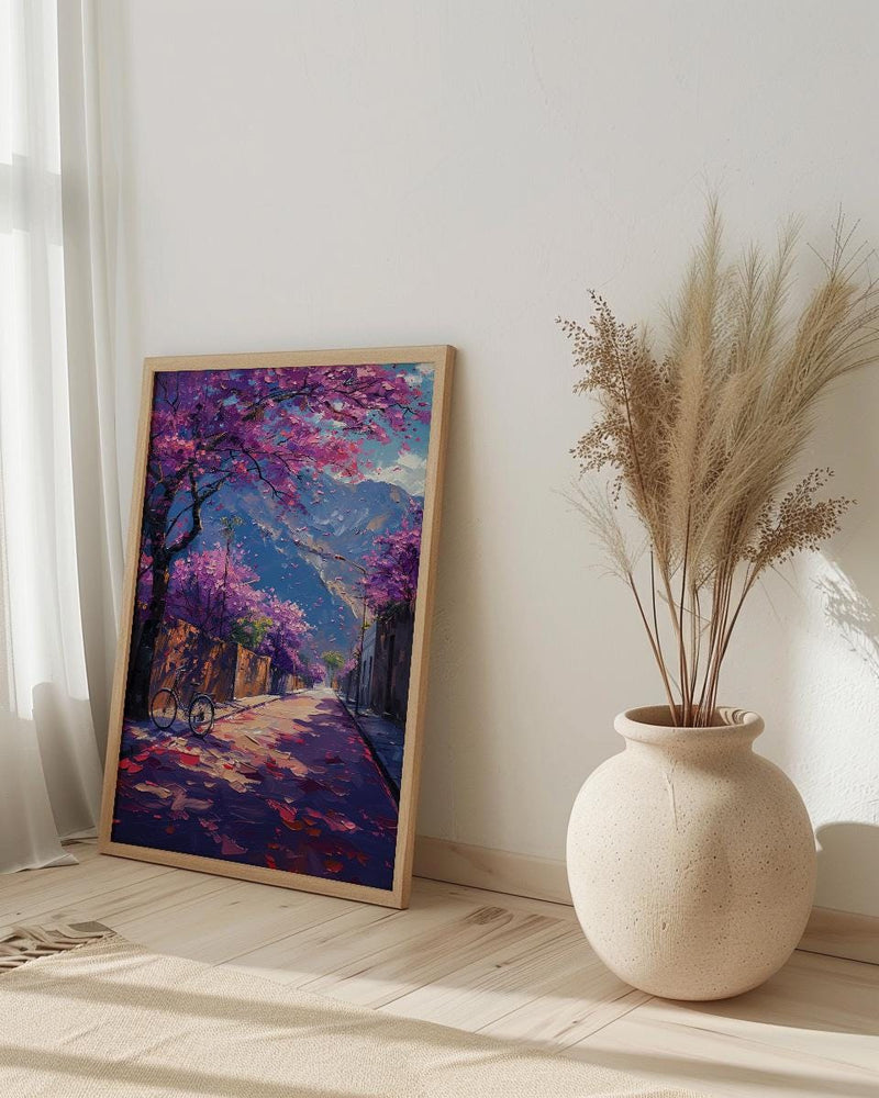 Pretoria Jacaranda Tree Art Print, Purple Spring Decor - Textured Impasto Oil Painting