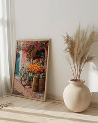 Marrakech Terracotta Art Print, Orange Blossom Market Decor - Textured Impasto Oil Painting