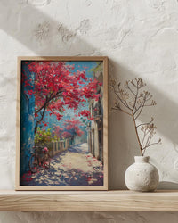 Cairo Flamboyant Tree Poster, Egypt Floral Street Art - Textured Impasto Oil Painting