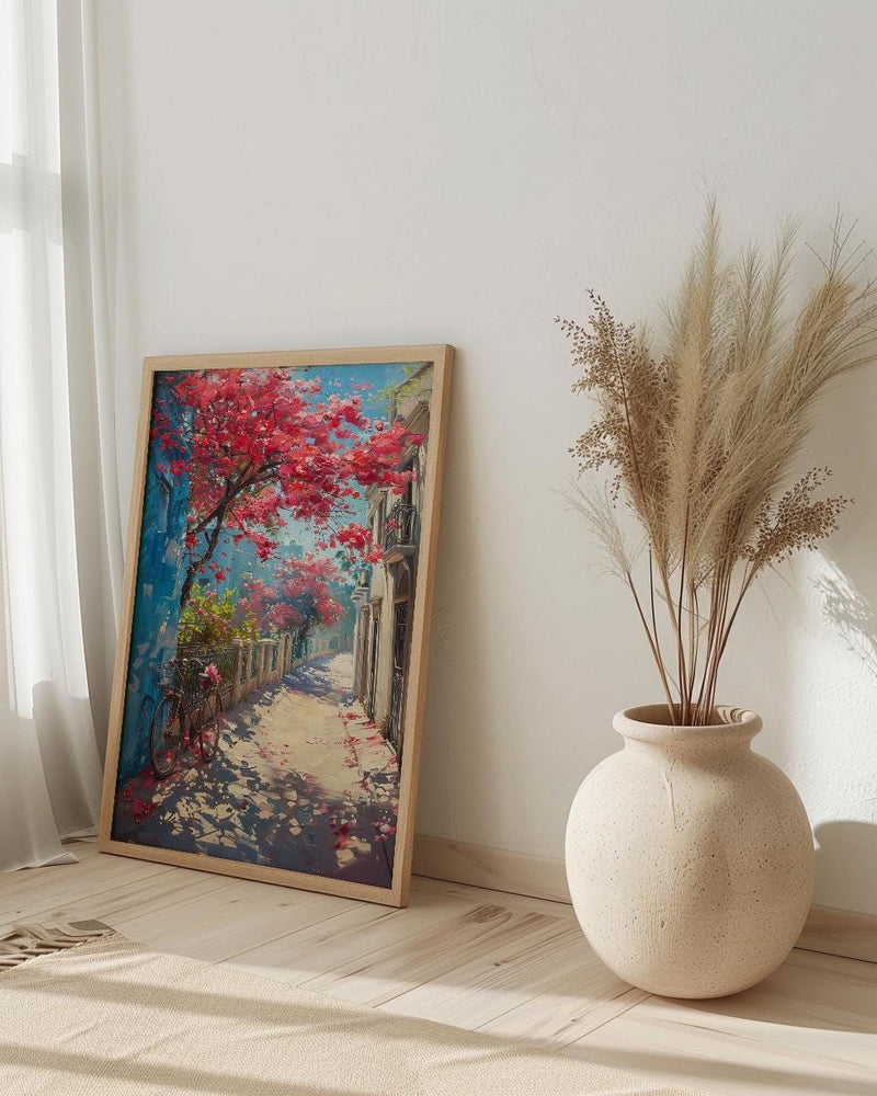 Cairo Flamboyant Tree Poster, Egypt Floral Street Art - Textured Impasto Oil Painting