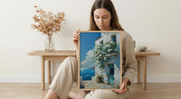 Algiers Casbah Wall Decor, White Jasmine Floral Print - Textured Impasto Oil Painting