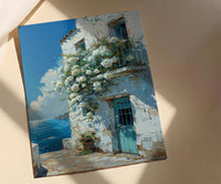 Algiers Casbah Wall Decor, White Jasmine Floral Print - Textured Impasto Oil Painting