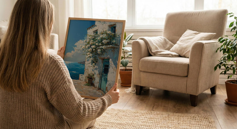 Algiers Casbah Wall Decor, White Jasmine Floral Print - Textured Impasto Oil Painting