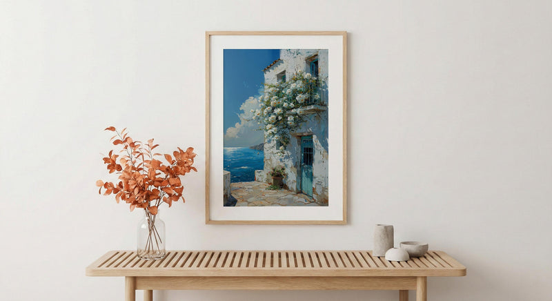 Algiers Casbah Wall Decor, White Jasmine Floral Print - Textured Impasto Oil Painting