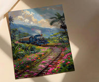 Sri Lanka Blue Train Art Print, Tea Plantation Spring - Housewarming Gift