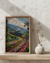 Sri Lanka Blue Train Art Print, Tea Plantation Spring - Housewarming Gift