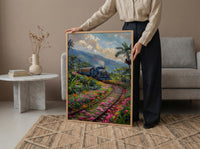 Sri Lanka Blue Train Art Print, Tea Plantation Spring - Housewarming Gift
