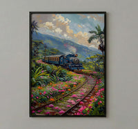 Sri Lanka Blue Train Art Print, Tea Plantation Spring - Housewarming Gift