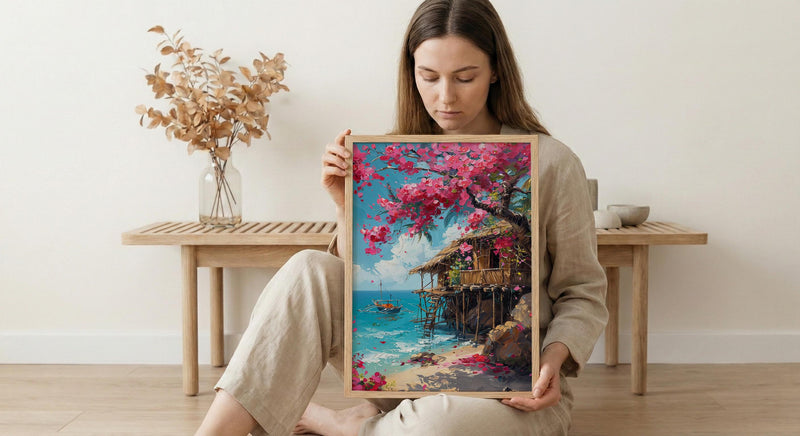 Philippines Bamboo House Wall Decor, Tropical Spring Art - Housewarming Gift