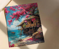 Philippines Bamboo House Wall Decor, Tropical Spring Art - Housewarming Gift