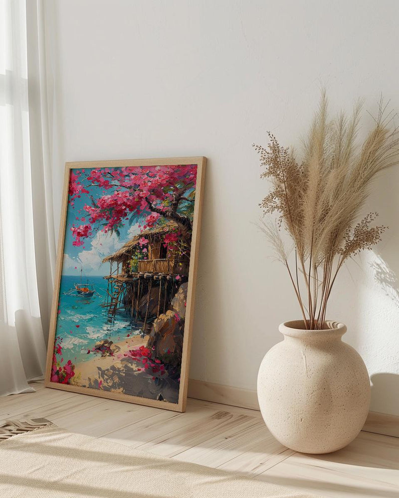 Philippines Bamboo House Wall Decor, Tropical Spring Art - Housewarming Gift