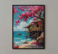 Philippines Bamboo House Wall Decor, Tropical Spring Art - Housewarming Gift
