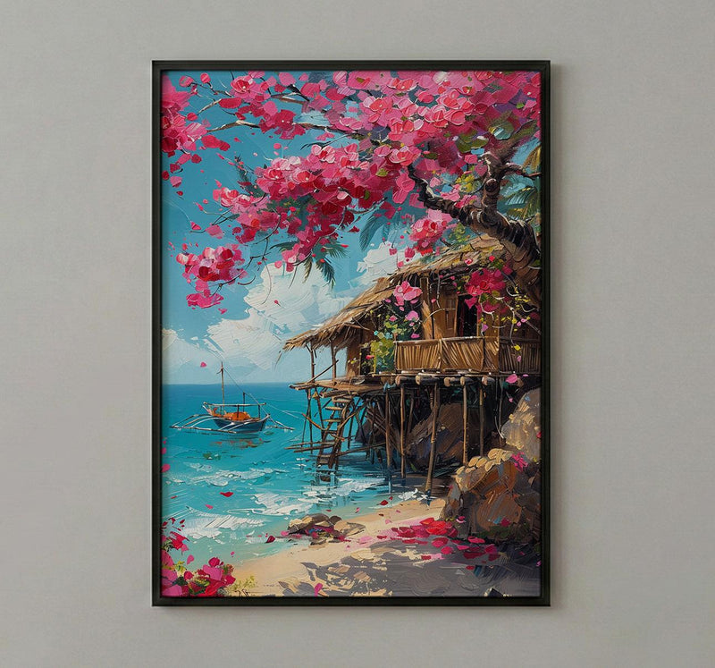 Philippines Bamboo House Wall Decor, Tropical Spring Art - Housewarming Gift