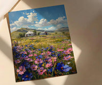 Mongolian Steppe Wall Art, White Yurt Spring Landscape - Living Room Decor