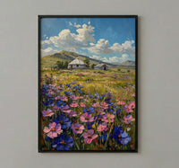 Mongolian Steppe Wall Art, White Yurt Spring Landscape - Living Room Decor