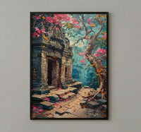 Angkor Wat Jungle Wall Decor, Ancient Ruins Spring Print - Above Bed Art