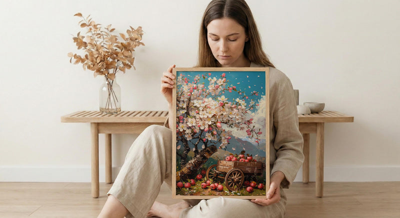 Kazakhstan Apple Blossom Art Print, Spring Nature Decor - Housewarming Gift