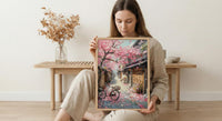 Kyoto Sakura Bicycle Art Print, Pink Cherry Blossom Decor - Housewarming Gift