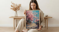 Jinhae Cherry Blossom Poster, Retro Bicycle Spring Art - Housewarming Gift