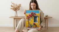 Macau Pastel Village Wall Art, Colorful Spring Street Decor - Textured Impasto Oil Painting