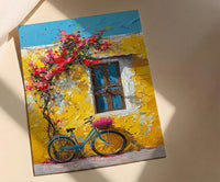 Macau Pastel Village Wall Art, Colorful Spring Street Decor - Textured Impasto Oil Painting