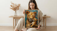 Lioness and Cub Art Print, Emotional Mom Decor - Mother's Day Gift
