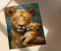 Lioness and Cub Art Print, Emotional Mom Decor - Mother's Day Gift
