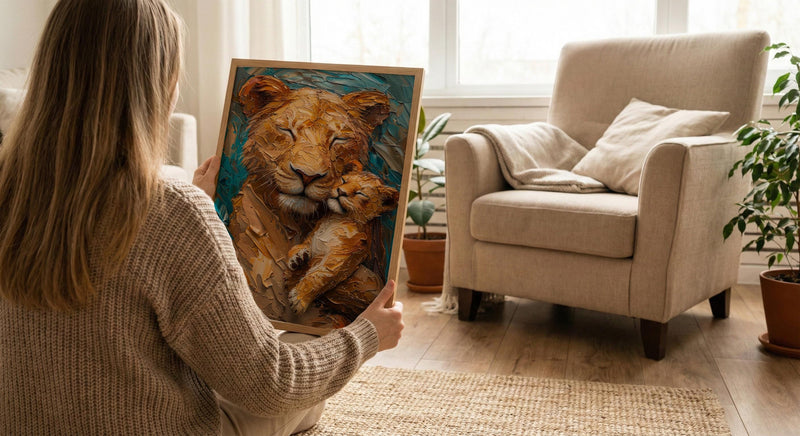 Lioness and Cub Art Print, Emotional Mom Decor - Mother's Day Gift