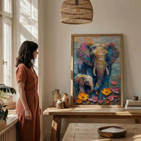 Elephant Mom Wall Art, Animal Motherhood Print - Gift for Mom