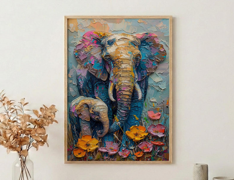Elephant Mom Wall Art, Animal Motherhood Print - Gift for Mom
