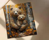 Bear and Cub Poster, Cozy Woodland Mom Decor - Mother's Day Gift