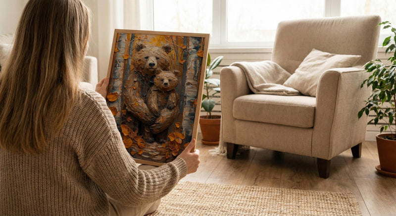 Bear and Cub Poster, Cozy Woodland Mom Decor - Mother's Day Gift