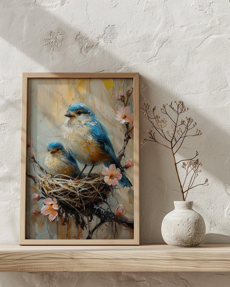 Mother Bird Wall Decor, Nesting Spring Print - Gift for Mom