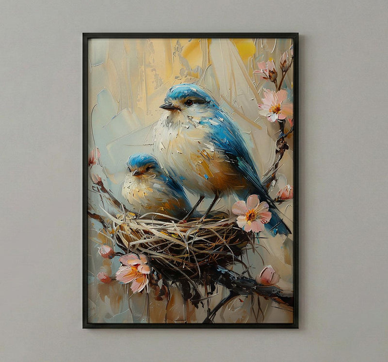 Mother Bird Wall Decor, Nesting Spring Print - Gift for Mom