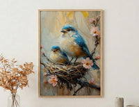 Mother Bird Wall Decor, Nesting Spring Print - Gift for Mom