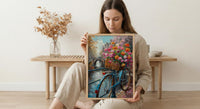 Amsterdam Tulip Bicycle Art Print, Pink Spring Canal Decor - Housewarming Gift