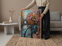 Amsterdam Tulip Bicycle Art Print, Pink Spring Canal Decor - Housewarming Gift