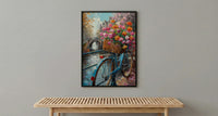 Amsterdam Tulip Bicycle Art Print, Pink Spring Canal Decor - Housewarming Gift