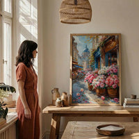 Paris Flower Market Wall Art, French Spring Street Decor - Living Room Poster