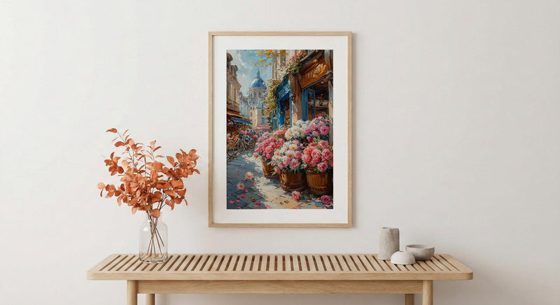 Paris Flower Market Wall Art, French Spring Street Decor - Living Room Poster