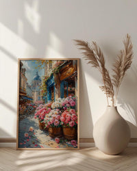 Paris Flower Market Wall Art, French Spring Street Decor - Living Room Poster