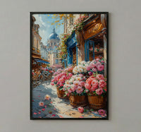 Paris Flower Market Wall Art, French Spring Street Decor - Living Room Poster