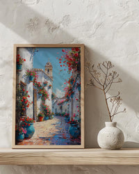 Cordoba Courtyard Wall Decor, Red Geranium Spring Print - Entryway Decor
