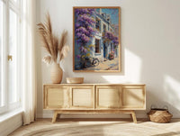 London Wisteria Street Art Print, Chelsea Spring Floral Decor - Thick Oil Painting Style