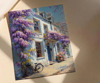 London Wisteria Street Art Print, Chelsea Spring Floral Decor - Thick Oil Painting Style