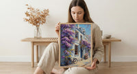 London Wisteria Street Art Print, Chelsea Spring Floral Decor - Thick Oil Painting Style