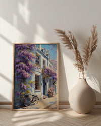 London Wisteria Street Art Print, Chelsea Spring Floral Decor - Thick Oil Painting Style